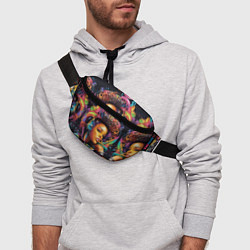 Поясная сумка Красивая киберпанк девушка и яркие краски в стиле, цвет: 3D-принт — фото 2