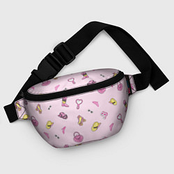 Поясная сумка Барби аксессуары - розовый паттерн, цвет: 3D-принт — фото 2