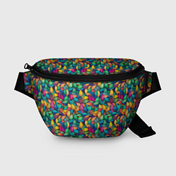Поясная сумка Разноцветные листья рисунок паттерн, цвет: 3D-принт
