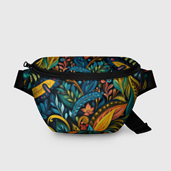 Поясная сумка Растительный узор в бразильском стиле, цвет: 3D-принт
