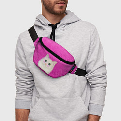 Поясная сумка Кот мем в сердечках, цвет: 3D-принт — фото 2