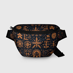 Поясная сумка Паттерн в славянском стиле на тёмном фоне, цвет: 3D-принт