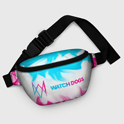 Поясная сумка Watch Dogs neon gradient style по-горизонтали, цвет: 3D-принт — фото 2