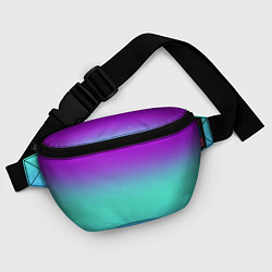Поясная сумка Фиолетовый бирюзовый голубой неоновый градиент, цвет: 3D-принт — фото 2