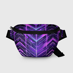 Поясная сумка Фиолетовые неон полосы киберпанк