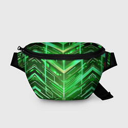 Поясная сумка Зелёные неон полосы киберпанк
