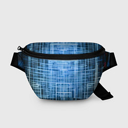 Поясная сумка Синие неоновые полосы киберпанк