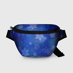 Поясная сумка Декоративные снежинки на фиолетовом, цвет: 3D-принт