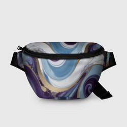 Поясная сумка Абстрактный волнистый узор фиолетовый с голубым, цвет: 3D-принт