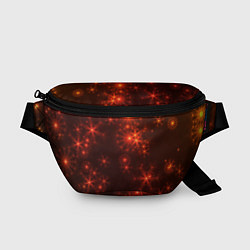 Поясная сумка Абстрактные светящиеся красно оранжевые снежинки, цвет: 3D-принт