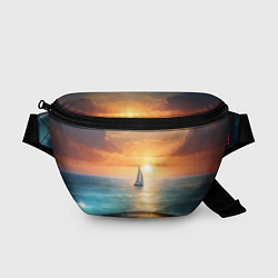 Поясная сумка Яхта на закате солнца, цвет: 3D-принт