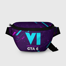 Поясная сумка Символ GTA 6 в неоновых цветах на темном фоне, цвет: 3D-принт