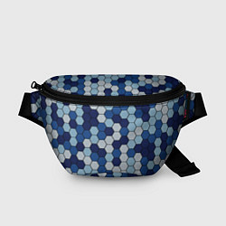 Поясная сумка Камуфляж гексагон синий, цвет: 3D-принт