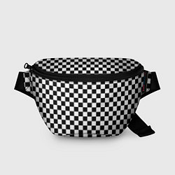 Поясная сумка Шахматное поле чёрно-белый, цвет: 3D-принт