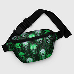 Поясная сумка Зелёные черепа на зелёном фоне, цвет: 3D-принт — фото 2