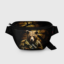 Поясная сумка Медведь солдат в дремучем лесу, цвет: 3D-принт