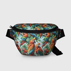 Поясная сумка Попугаи Ара - тропики джунгли, цвет: 3D-принт