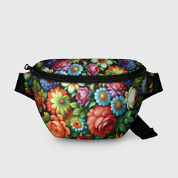 Поясная сумка Жостово роспись цветы традиционный узор, цвет: 3D-принт