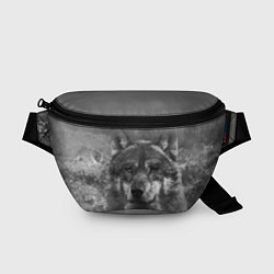 Поясная сумка Серый волк на сером фоне, цвет: 3D-принт