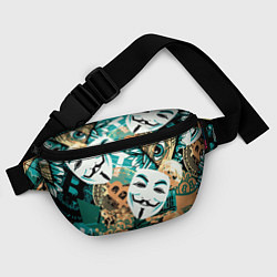 Поясная сумка Криптавалюта с маской Виндетта, цвет: 3D-принт — фото 2