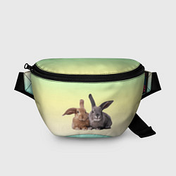 Поясная сумка Два пушистых кролика, цвет: 3D-принт