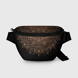 Поясная сумка Узоры мандала тёмно-коричневый, цвет: 3D-принт