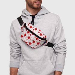 Поясная сумка Паттерн красные сердечки на белом фоне, цвет: 3D-принт — фото 2