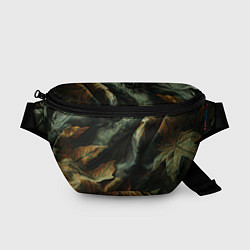 Поясная сумка Реалистичный охотничий камуфляж из ткани и листьев, цвет: 3D-принт