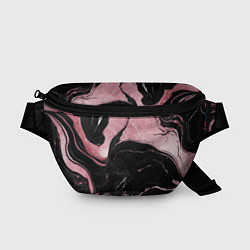 Поясная сумка Черно-розовый мрамор