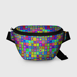 Поясная сумка Узор из разноцветных квадратов, цвет: 3D-принт