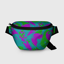 Поясная сумка Бирюзово-зелёная абстракция, цвет: 3D-принт