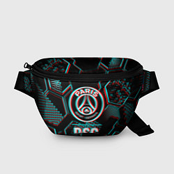 Поясная сумка PSG FC в стиле glitch на темном фоне