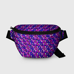 Поясная сумка Фиолетовый узор и чёрная обводка