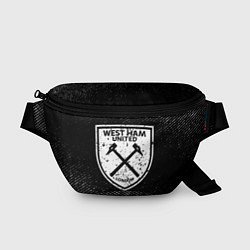 Поясная сумка West Ham с потертостями на темном фоне, цвет: 3D-принт