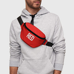 Поясная сумка Клубнично-красный со словом red, цвет: 3D-принт — фото 2