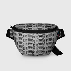 Поясная сумка Панелька в черно-белых тонах, цвет: 3D-принт