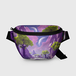 Поясная сумка Фиолетовые горы зеленые деревья и космос