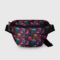 Поясная сумка Поле яркий черепов и цветов, цвет: 3D-принт