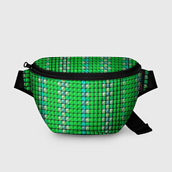 Поясная сумка Зелёные плитки и чёрная обводка