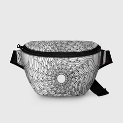 Поясная сумка Мандала солнцевидная чёрно-белая, цвет: 3D-принт