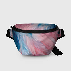 Поясная сумка Пастельно-голубые и розовые перья