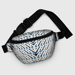 Поясная сумка Black and blue stripes on a white background, цвет: 3D-принт — фото 2