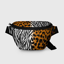 Поясная сумка Леопардовые пятна с полосками зебры