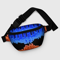 Поясная сумка Стягивающиеся в центре синие и оранжевые блоки, цвет: 3D-принт — фото 2