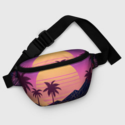 Поясная сумка Vaporwave геометрические горы и силуэты пальм, цвет: 3D-принт — фото 2