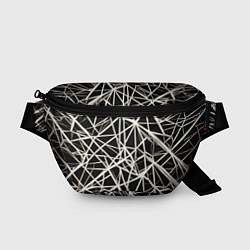 Поясная сумка Белые хаотичные линии на чёрном фоне, цвет: 3D-принт