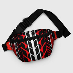 Поясная сумка White and red lines on a black background, цвет: 3D-принт — фото 2