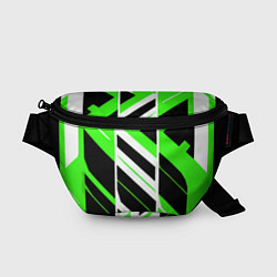 Поясная сумка Black and green stripes on a white background