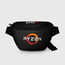 Поясная сумка AMD ryzen logo carbon black, цвет: 3D-принт
