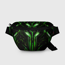 Поясная сумка Green stripes on a black background, цвет: 3D-принт